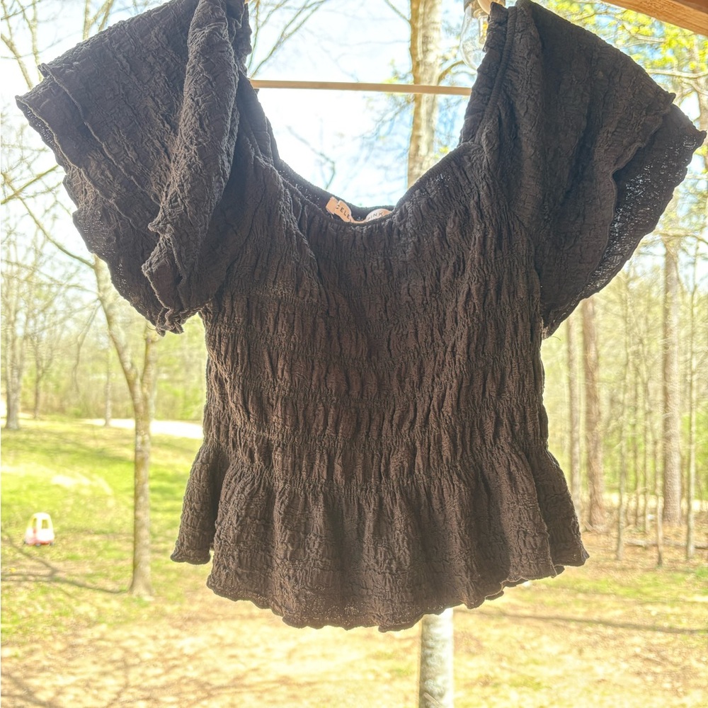 Black Smocked Women's Top